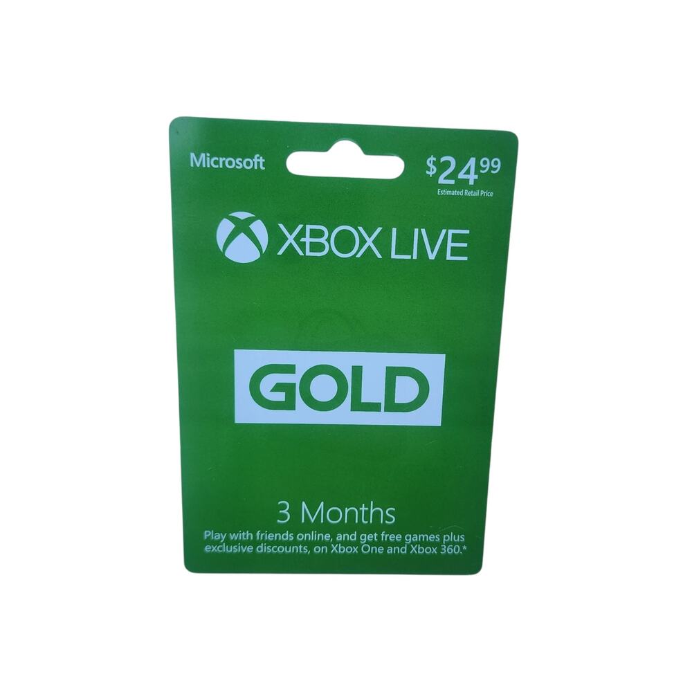 Microsoft Xbox Live Gold 3 Month Membership Card Xbox One 360 New